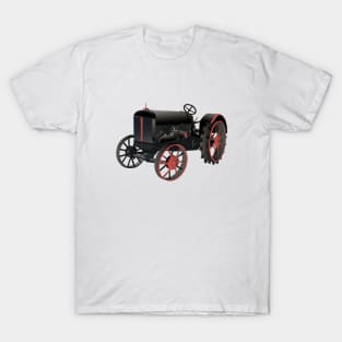 Black and Red Old Tractor T-Shirt